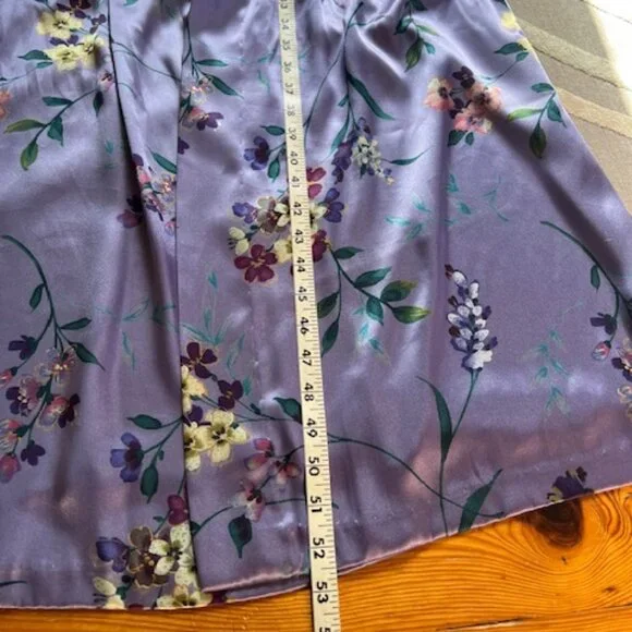 VINTAGE Oscar de la Renta  Purple Floral Belted Ribbon Design  Robe  Woman's L - Picture 8 of 10